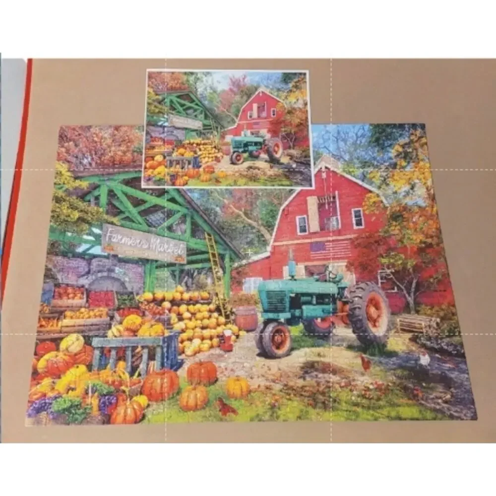 White Mountain FARMER'S MARKET 500 piece puzzle autumn fall COMPLETE